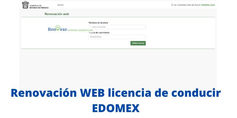 Renovación WEB licencia de conducir EDOMEX